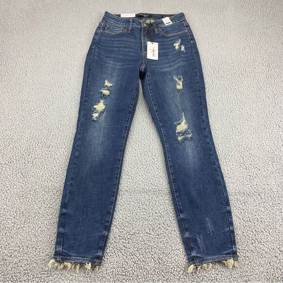 Judy Blue Women's Relaxed Fit Distressed Dark Blue Jeans  NWT   |  Size:  5/27 - Picture 3 of 16